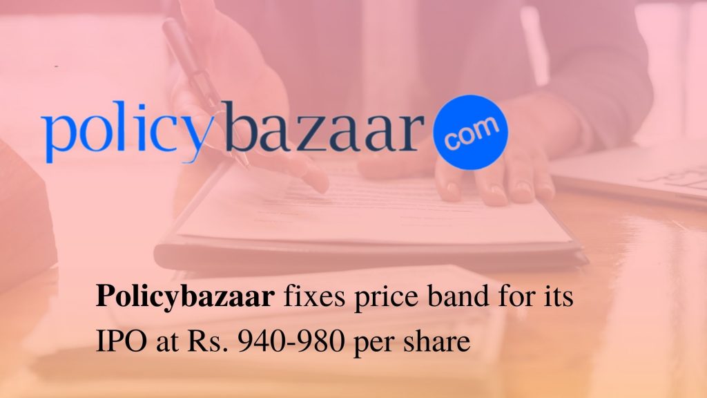Policybazaar fixes price band for its IPO at Rs. 940-980 per share Policybazaar
