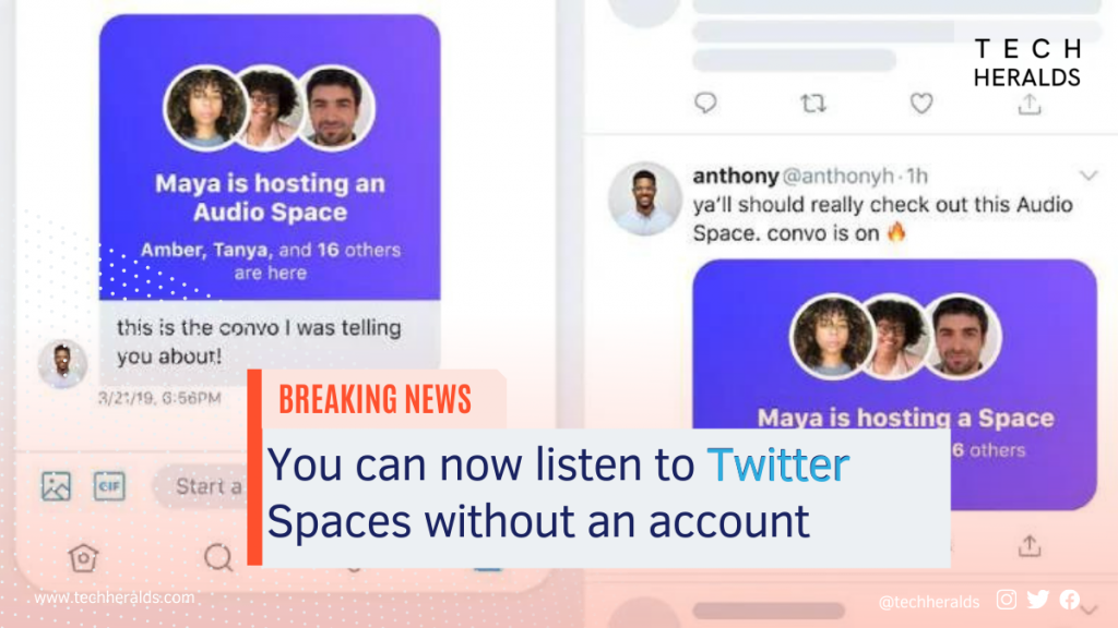 You can now listen to Twitter Spaces without an account